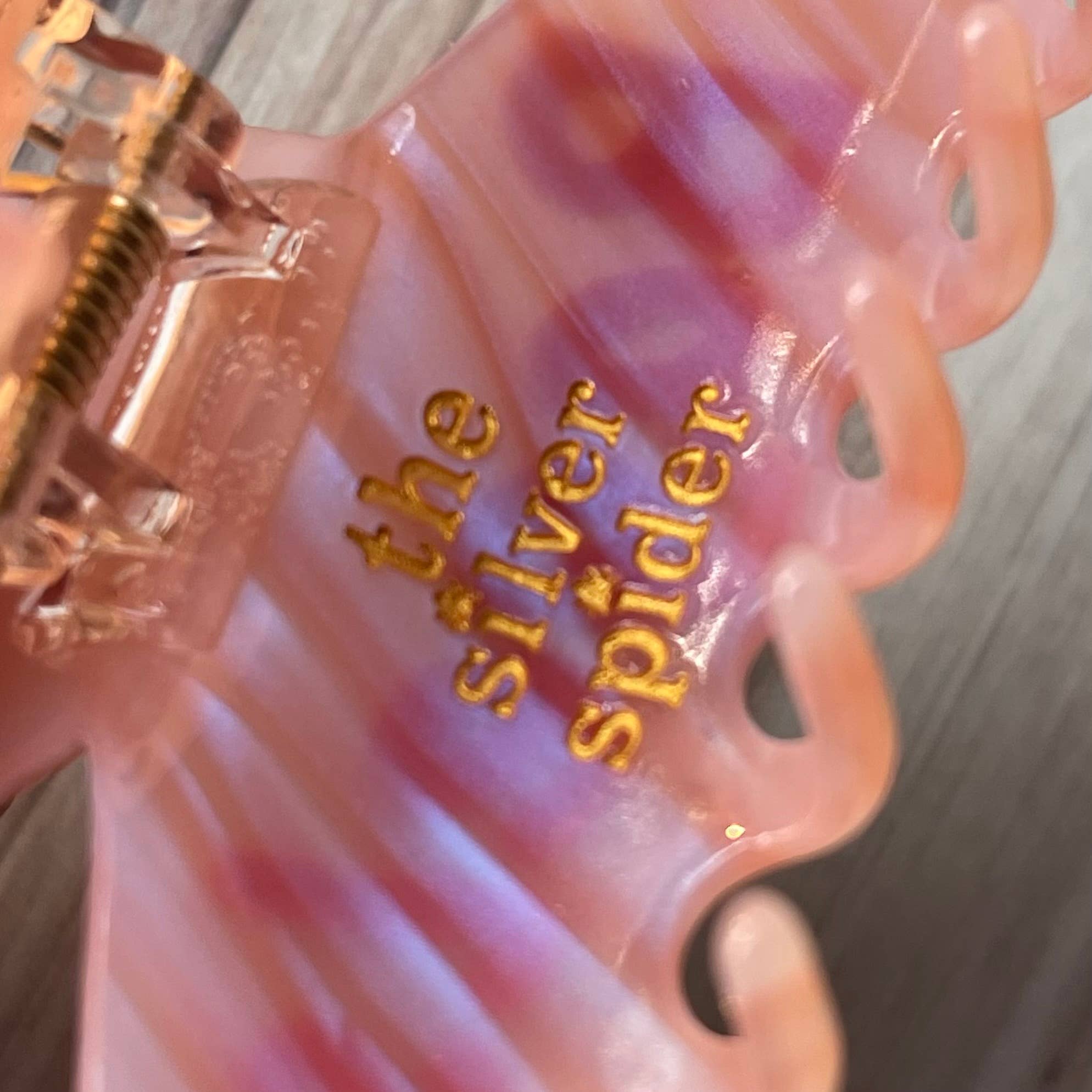 Silver Spider Bagels word Rhinestone Hair Claw clip