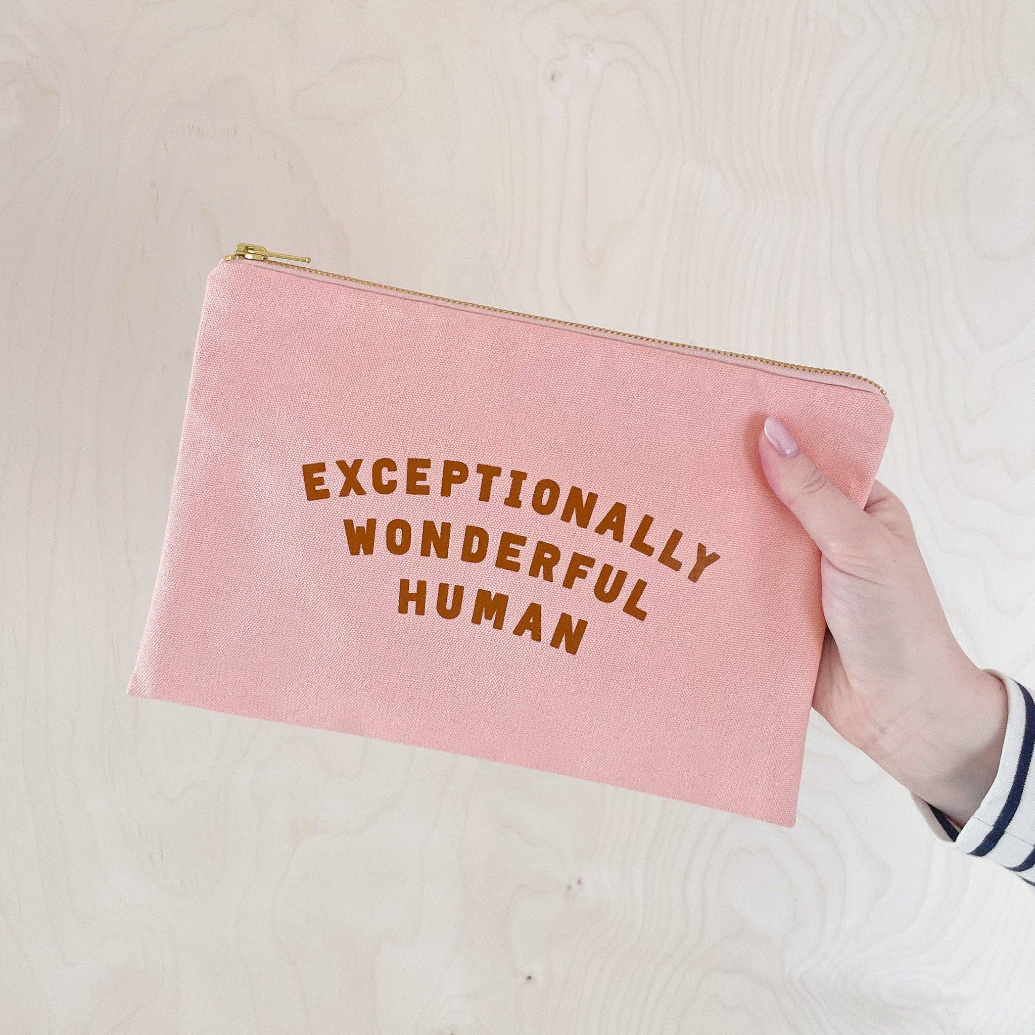 Alphabet bags - Exceptionally Wonderful Human - Blush Pink Pouch