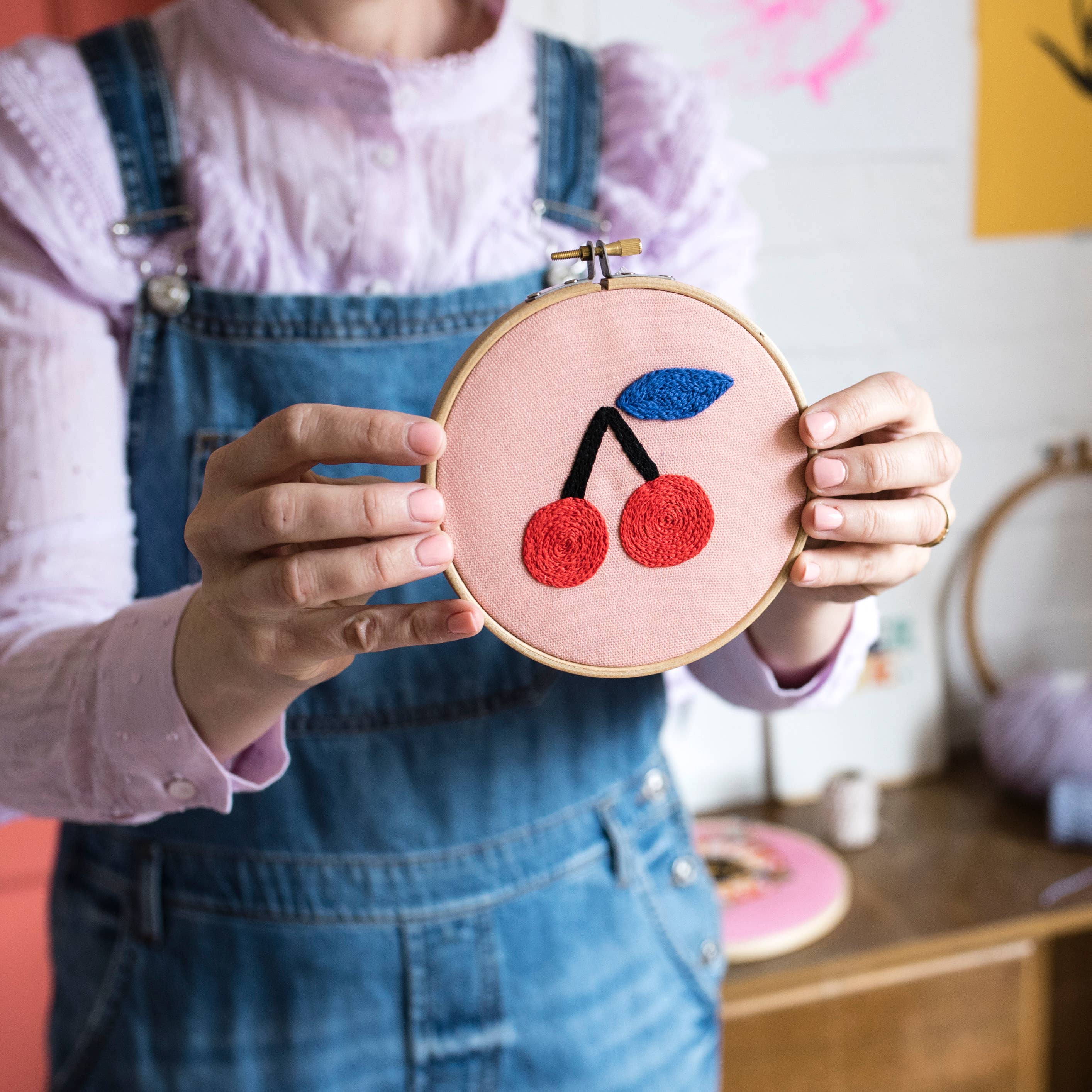 Cotton Clara - Cherry - Embroidery Hoop Kit