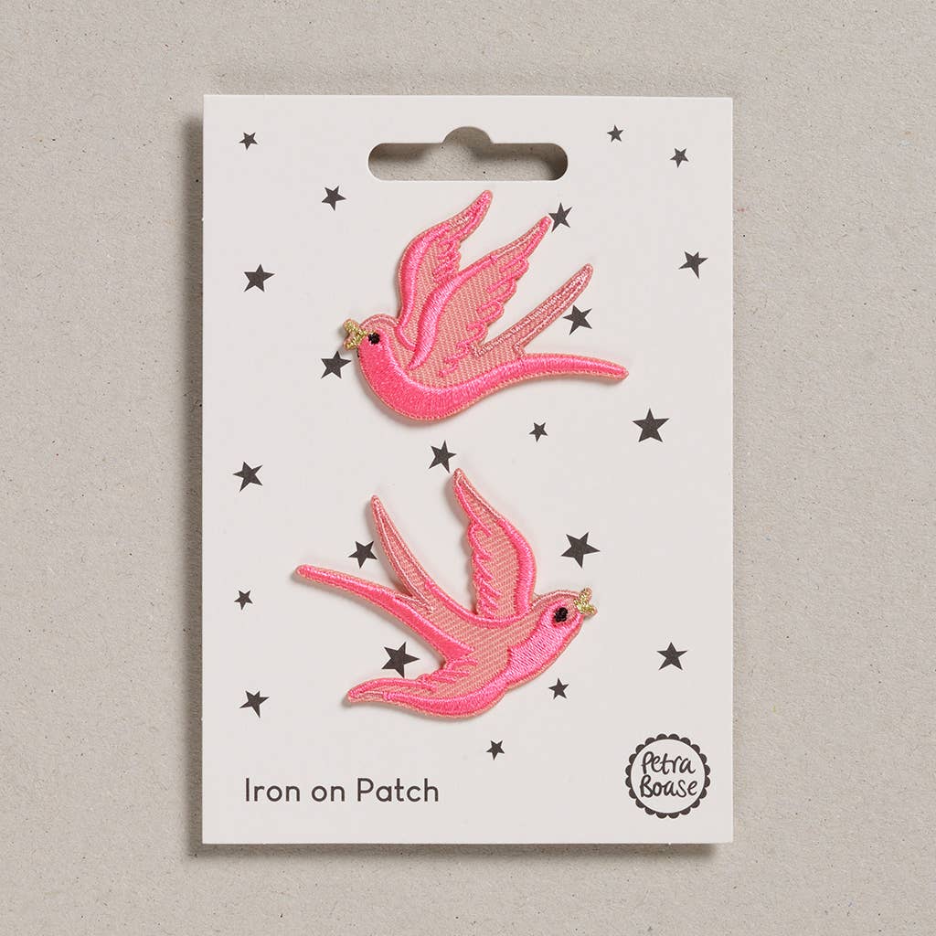 Petra Boase Iron on Patch - Pink Swallows
