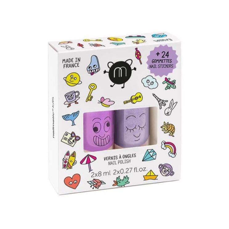 Nailmatic 2 Pack Neon and Glitter Lilac with Stickers