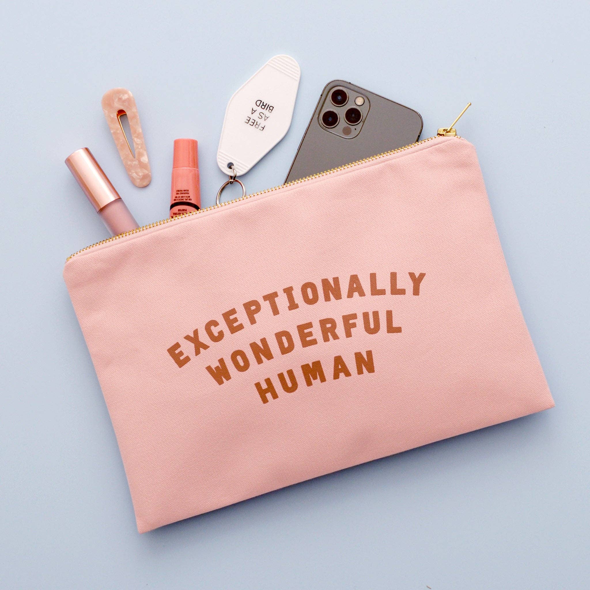 Alphabet bags - Exceptionally Wonderful Human - Blush Pink Pouch