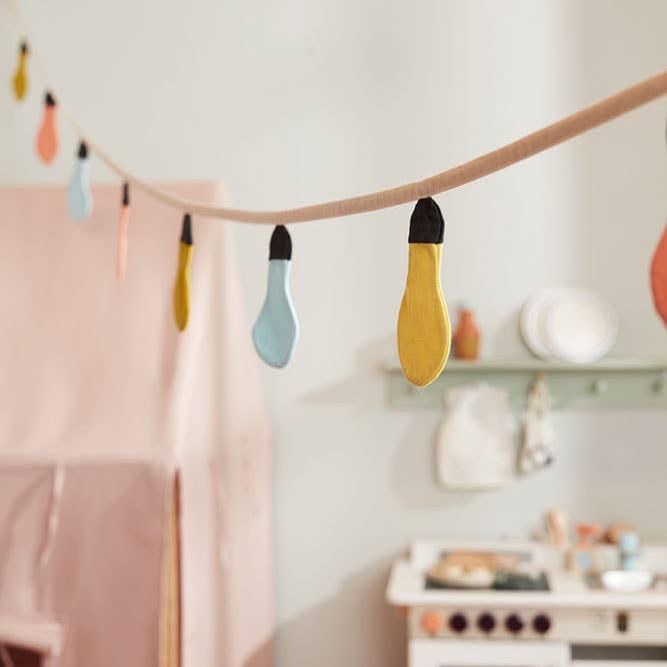 Kids Concept - Bunting - multicolour pastel light bulb shapes