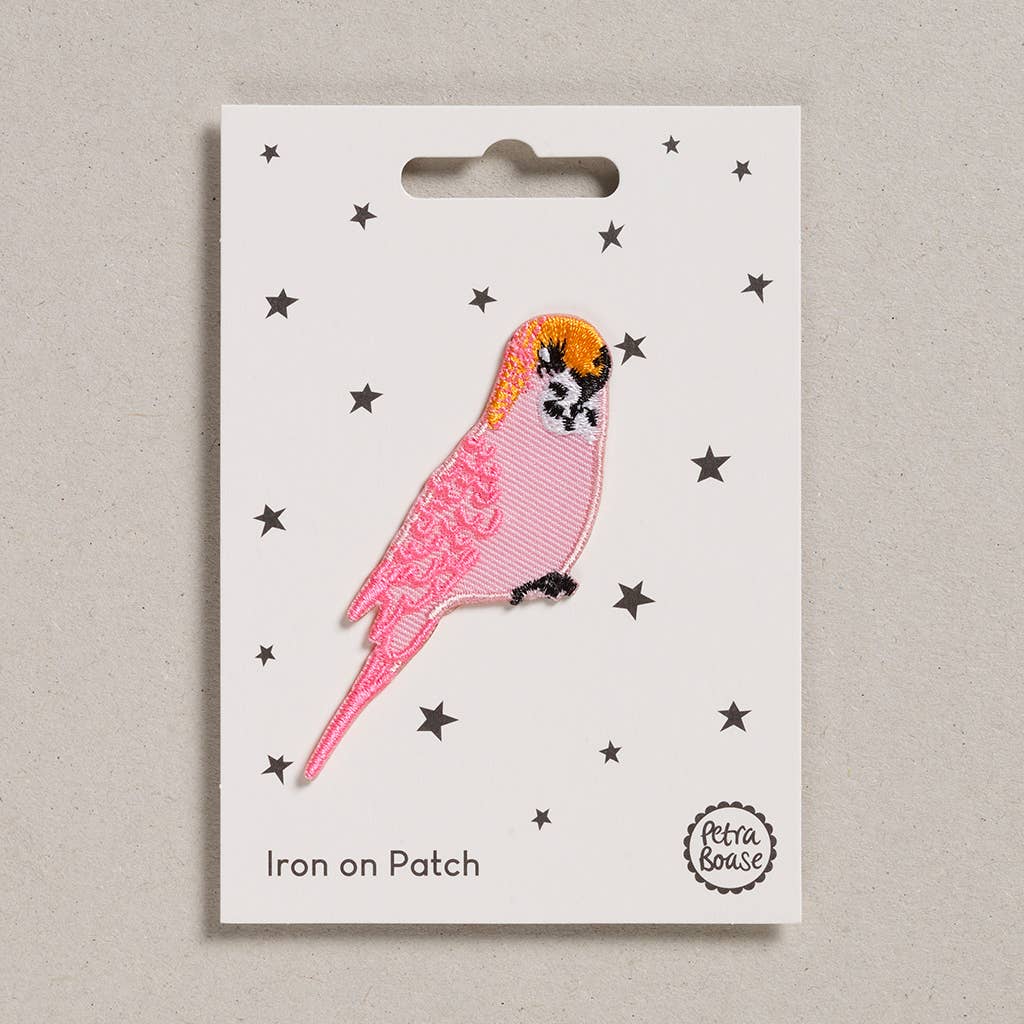 Petra Boase Iron on Patch - Pink Budgie