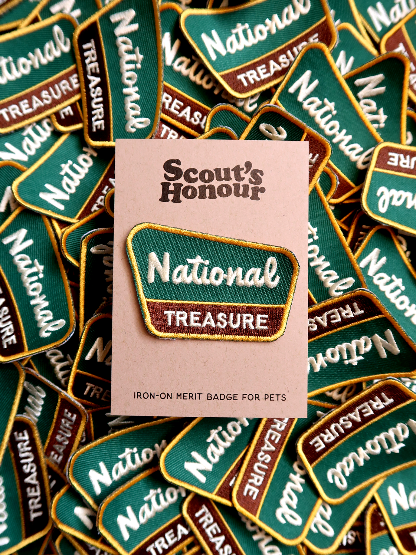 Scout's Honour - National Treasure iron-on patch for dogs