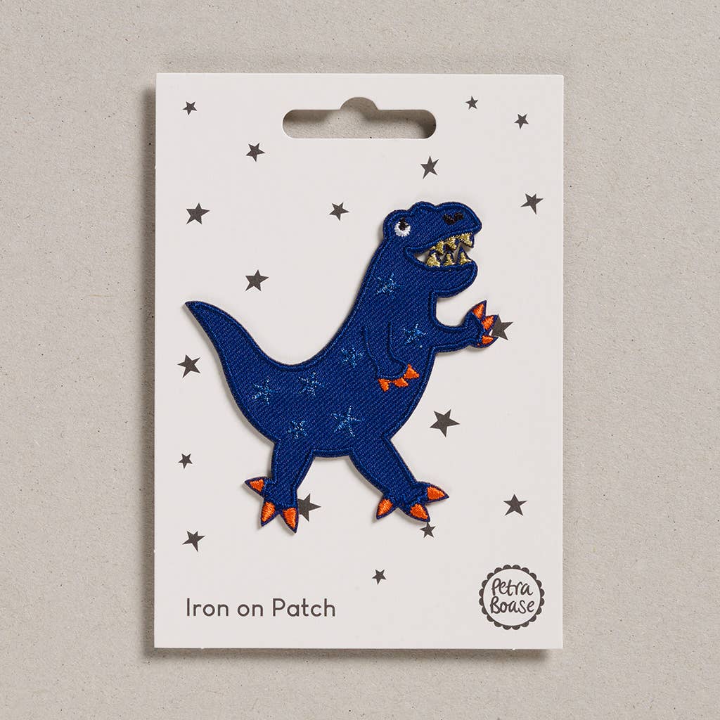 Petra Boase Iron on Patch -  Blue Dinosaur